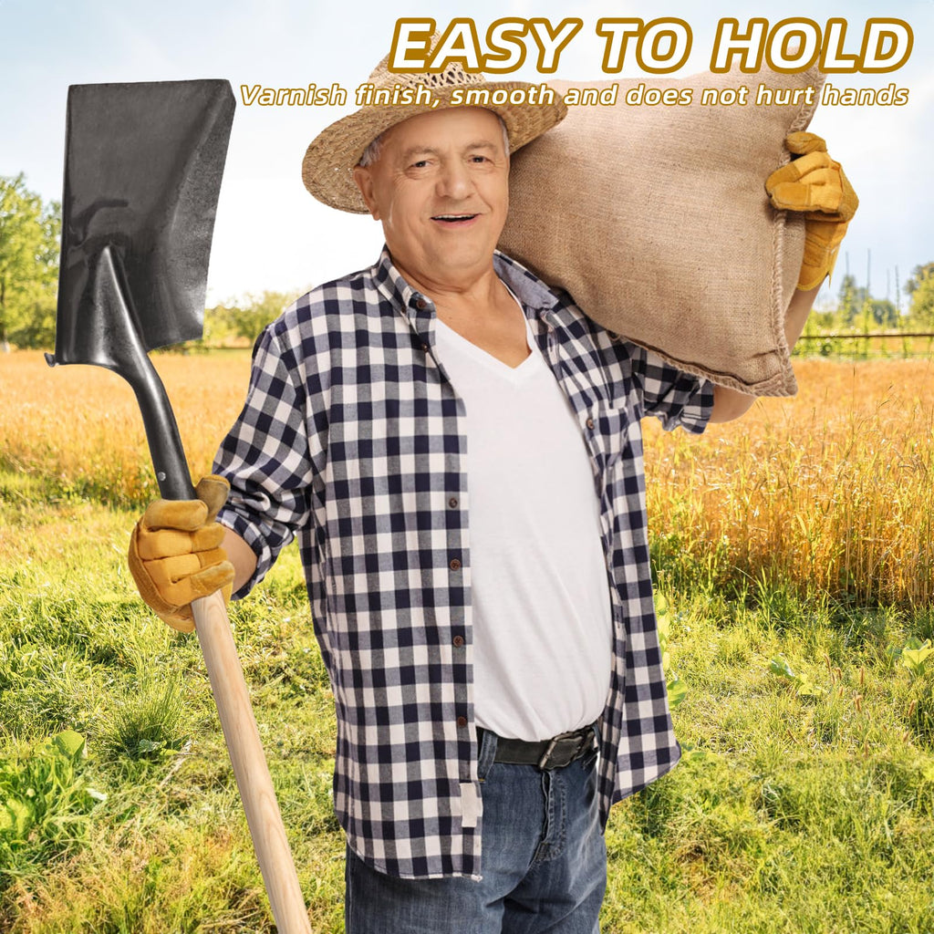 2 Pcs Shovel Handle Replacement 41" Length, 1-1/2" Diameter, Strong Hardwood Solid Ash Wood Straight Handle for Long D Shovels Garden Tool