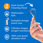 Mouthology Tongue Scraper for Adults (2 Pack), Reduce Bad Breath, Metal Tongue Scraper, Tongue Cleaner, Tongue Scraper, Stainless Steel Tongue Scraper, Tongue Cleaner for Adults, Tongue Scrubber