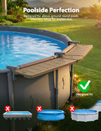 POOLHACKER Poolside Bar Extended for Above-Ground Round Pools, Original Swim-Up Bar Table, Foldable Patio Poolside Table, Weather-Resistant Stable Tabletop, Easy Maintenance, Brown