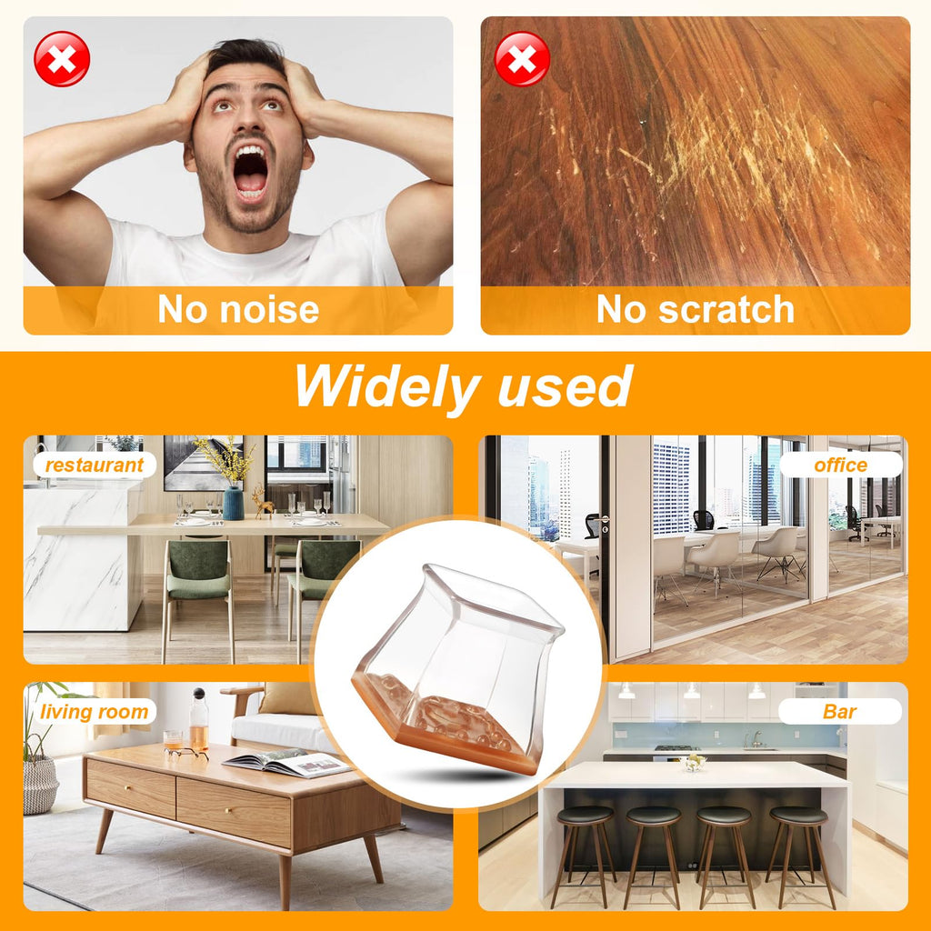 CHUNZEXI 48 Pack Square Chair Leg Floor Protectors for Hardwood Floors, Silicone Felt Covers Pads Caps, Protect Wood Furniture Feet Floors Noise Reduce and Scratch (Square Large)