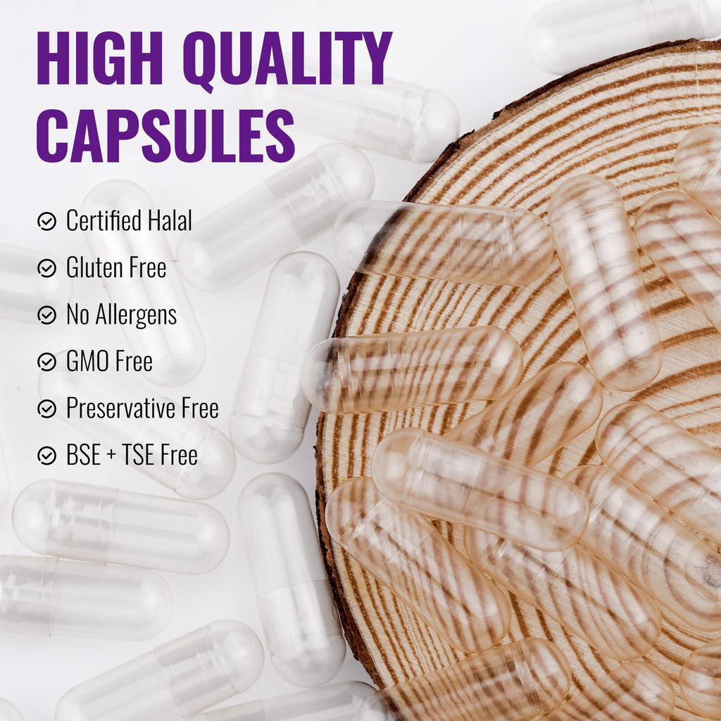 ATNreuro Size 0 Enteric Coated Empty Capsules – 100 Count Acid Resistant Gelatin Capsules – Delayed Release Empty Capsules for Probiotics, Herbal Powders – Non-GMO, Gluten Free