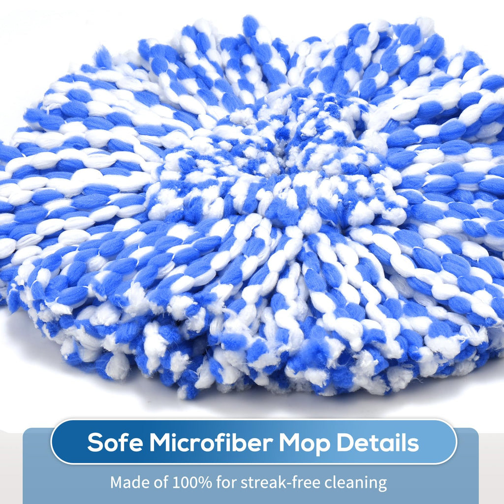 8 Pack RinseClean Spin Mop Replacement Head Refills with 1 Rotating Mop Base Compatible with O Ceda RinseClean 2 Tank System, Blue Microfiber Mop Refills for Floor Cleaning