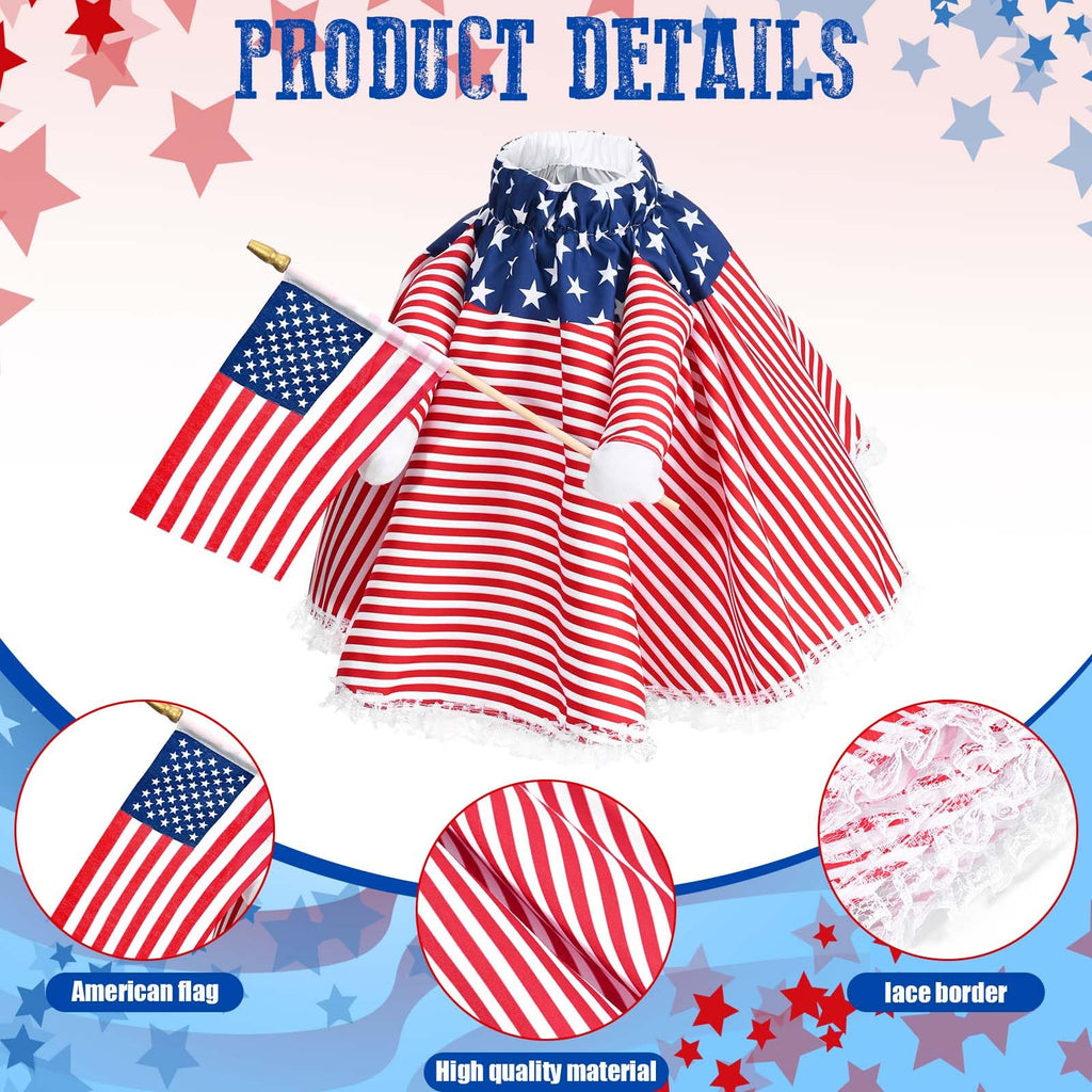 JcHrmers Patriotic Porch Goose Outfits 4th of July Goose Outfit Fits 23" Cement Plastic Goose Statue for Independence Day USA 250th Anniversary Outdoor Lawn Garden Yard Patio Decoration (Style 1)