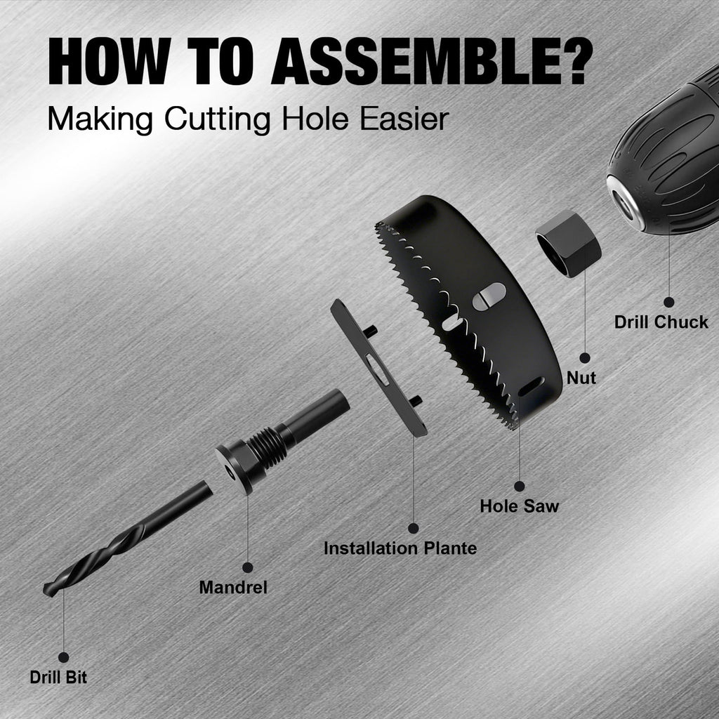 KATA Hole Saw Kit, 24PCS Hole Saw Set with 3/4"-6"(19-152mm) Multi-Size Saw Blades, Precision Hole Saw Drill Bit Kit with Mandrels & Solid Storage Case Cutting for Drywall, Soft Wood, PVC, Plastic