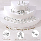 Turandoss 8 Pairs Silver Stud Hoop Earrings for Women Silver Plated