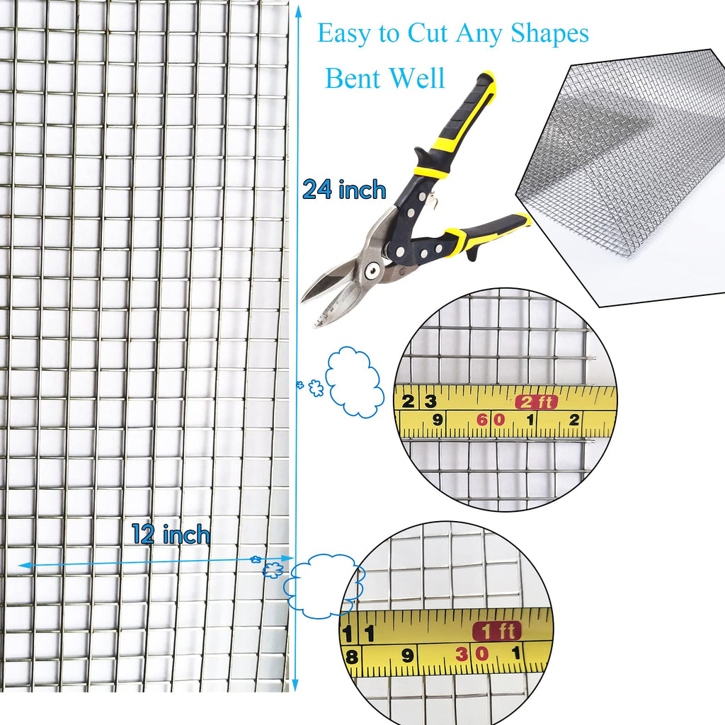 Upgraded 2PACK SS Wire Mesh, 4 Mesh Completely Welded, 12 X 24 in(310mm X 620mm), Stainless 304, Easy to Cut and Make Straight, Never Rust by Valchoose