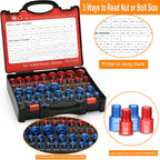 55 Pcs Nut and Bolt Thread Checker (25 Metric & 30 Standard), Bolts and Nut Identifier Thread Gauge, Detachable Bolt Size Finder Especially for Tight Spaces