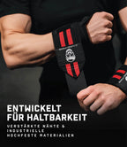 Gymreapers Weightlifting Wrist Wraps (IPF Approved) 18" Professional Quality Wrist Support with Heavy Duty Thumb Loop - Best Wrap for Powerlifting Competition, Strength Training, Bodybuilding(Red,18")