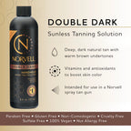 Norvell Premium Spray Tan Solution Double Dark 8 fl oz – Professional Sunless Tanning Formula for Deep Rich Bronze Glow, Streak Free, Fast Drying, Long Lasting Color