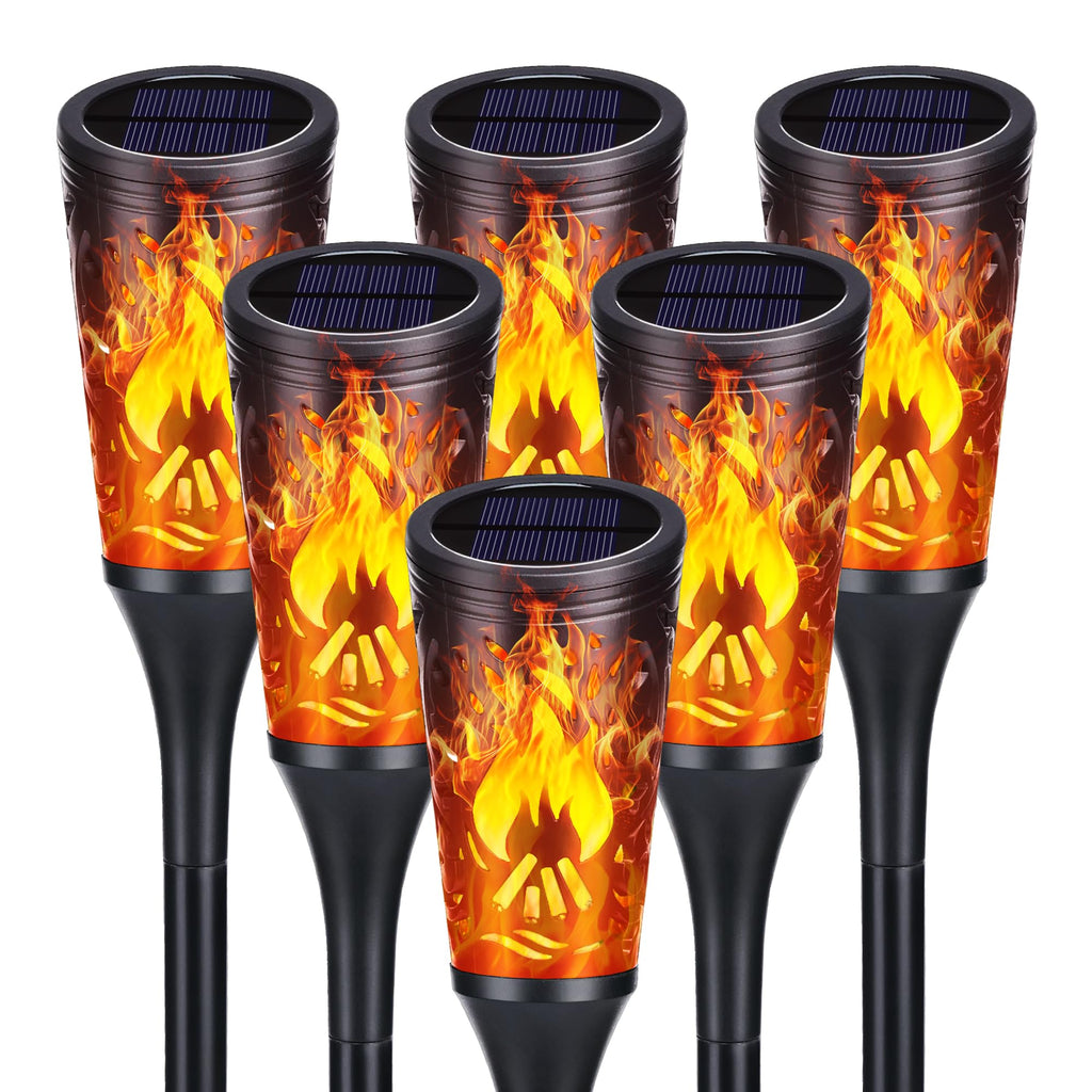 Toodour Solar Lights Outdoor, 6 Pack Solar Torch Lights with Flickering Flame, IP65 Waterproof Yard Lights Landscape Decoration Lighting for Outside Garden Lawn Pathway Patio Decorations
