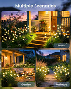OZS 6 Pack Total 48 LED Solar Garden Lights Fairy Outdoor - Solar Firefly Lights Outdoor, Sway by Wind, Waterproof for Garden Patio Pathway Fairy Decoration (Warm White)