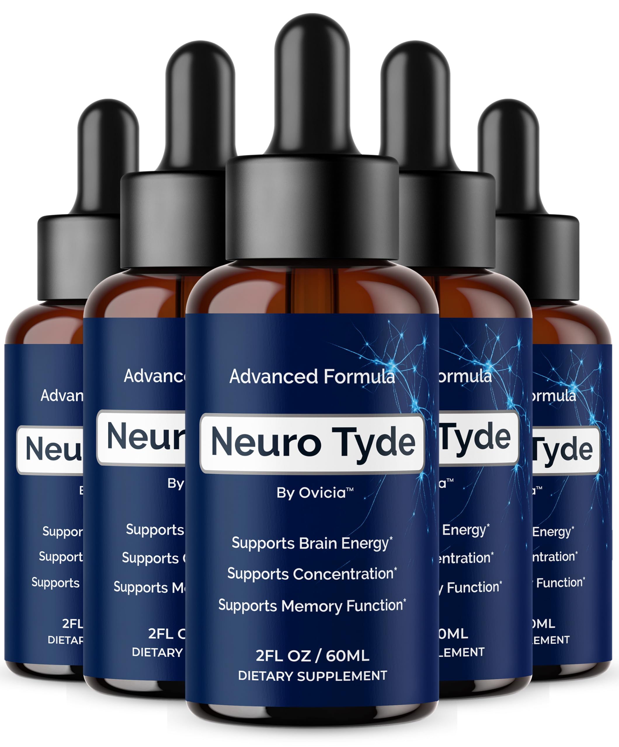 (5 Pack) NeuroTyde Drops - Neuro Tyde Support Premium Liquid Advanced Formula, Daily Neurotyde All Natural Ingredients Support Focus Memory for Overall Health & Wellness, 5 Bottles for 5 Months