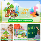 ToyUnited 200PCS Magnetic Blocks - Magnetic Building Blocks, Magnet Cubes Game, Stacking Forest Set, STEM Montessori Sensory Stacking Toys for Kids, Birthday Gifts for Boys and Girls Age 3+ Years Old