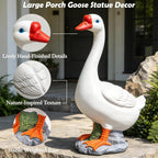 RiKoDaM Large Porch Goose Statue,Resin Front Porch Goose Decor,20In,White