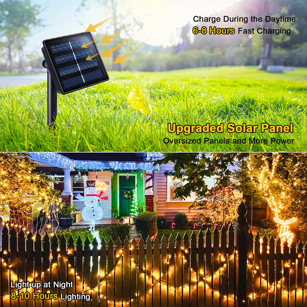 JMEXSUSS 2 Pack Solar String Lights Outdoor, Total 400LED 151FT, Warm White