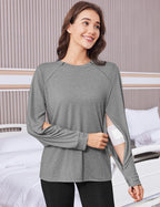 Deyeek Port Shirts for Women Chemo Patients Dialysis Sweatshirts with Arm Zipper Tear Away Long Sleeve Chemotherapy Must Haves Light Gray L