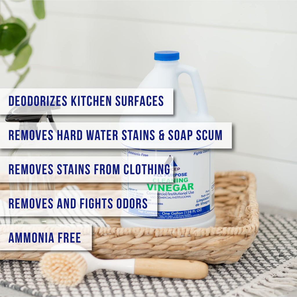 CPDI All-Purpose White Vinegar Cleaning Solution, 1 Gallon, Multi-Surface Cleaner for Hard Water Stains, Bathroom and Kitchen Surfaces, and Clothes, Effective Deodorizer