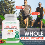 Organic Vitamin C from Camu Camu Capsules 1,000mg, Packed with Natural VIT C, Raw Antioxidants - Immune Support Supplement & Anti-Aging for Skin - Powder Organic, Vegan, Non-GMO (120 Count)