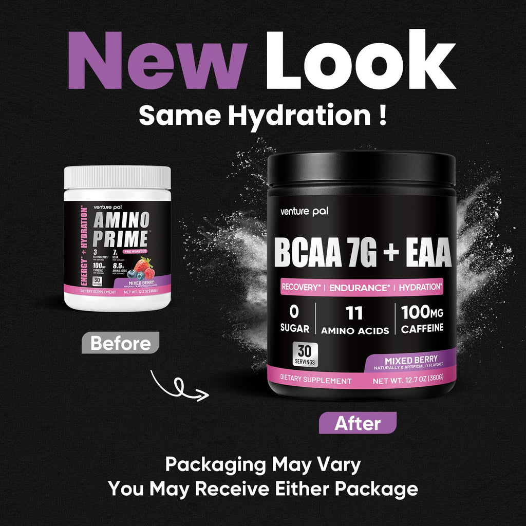 Sugar Free 7g BCAA + EAA Powder | Supports Muscle Recovery, Growth, Strength & Endurance – 9 Essential Amino Acids with L-Glutamine, Caffeine, Vitamin & Electrolyte for Energy & Hydration, Gluten Free