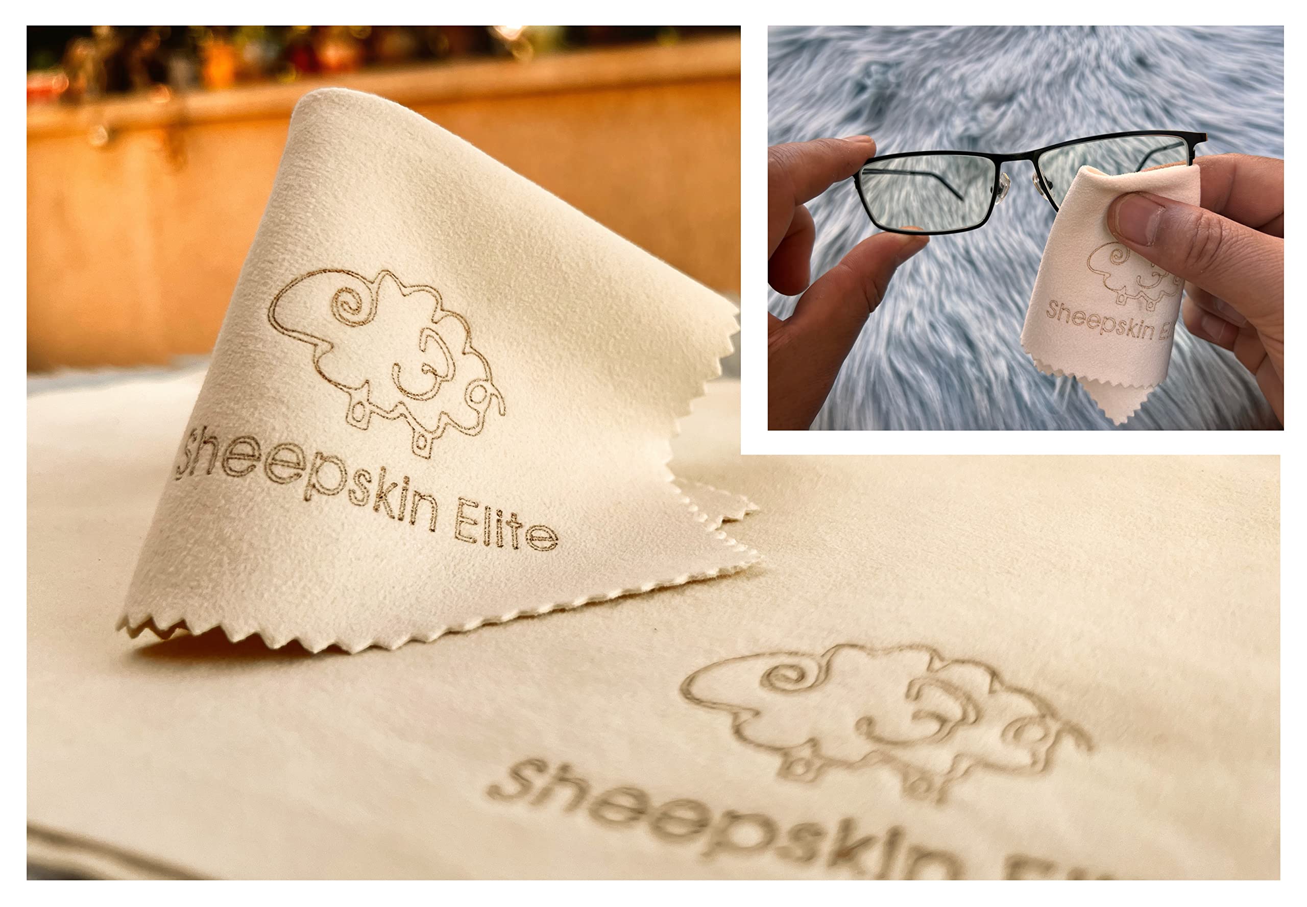 Natural Chamois Leather Eyeglass Cleaning Cloth Camera Lens Cleaning Cloths Screen Cleaning Cloth Glasses Cleaning Cloth Tablets Chamois Cleaning Cloths for Eyeglasses (3 Packs, 2 Large, 1 Small)