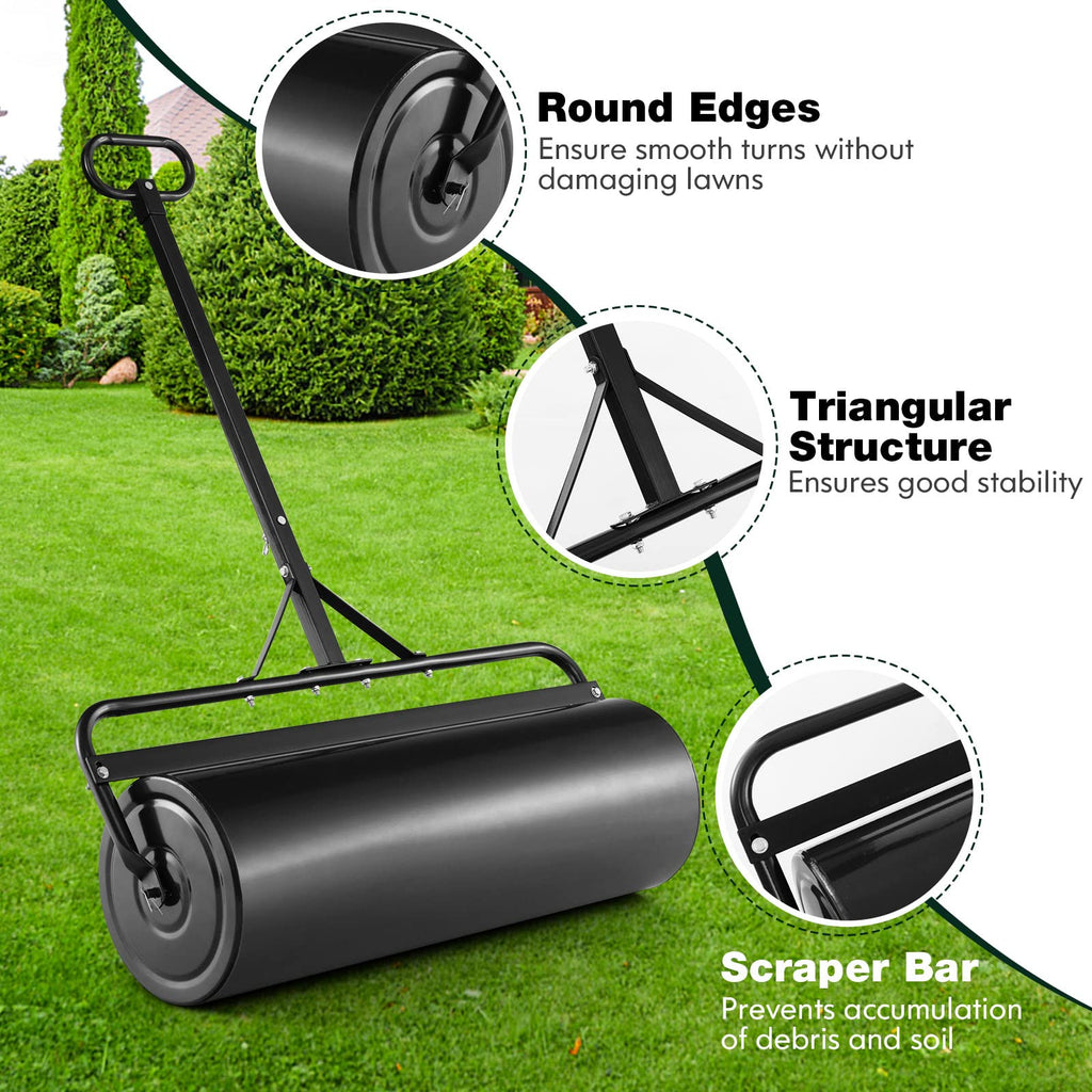 IRONMAX 30 Gallons/113 L Manual Lawn Roller, Water & Sand Fillable, Black