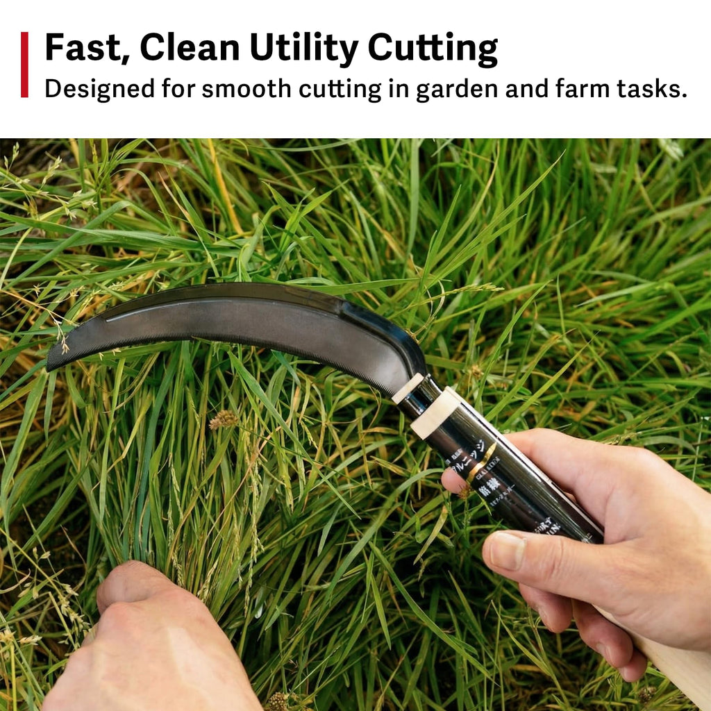 HOUNEN Japanese Harvest Sickle, 5.9-Inch Serrated SK-5 Steel Rice Knife