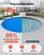 VEVOR Solar Pool Cover, 18 ft Round Pool Bubble Cover, 16 Mil Pools Solar Blanket with Bubble & PE Material, Daytime Heat Absorption, Nighttime Heat Retention, Heat Retaining Solars Covers, Blue