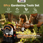 Joyfair Gardening Tools, 8 Pcs Stainless Steel Heavy Duty Garden Tool Set