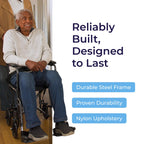 Drive Medical Lightweight Folding Transport Wheelchair - Reliable Mobility Support - Durable Steel Frame - Swing-Away Footrests - Compact Travel Design - Silver