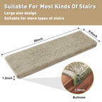PURE ERA Bullnose Carpet Stair Treads Set Tape Free Non-Slip Indoor Stair Protectors Pet Friendly Rugs Covers Soft Skid Resistant Washable Reusable 9.5" x 30"(2 Pieces,Cream Gray)