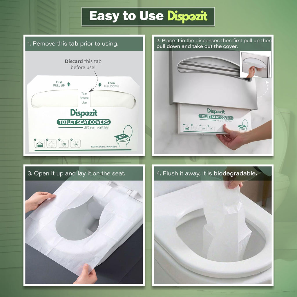 1250 Pcs Flushable Toilet Seat Covers for Hotel, Business, and Commercial