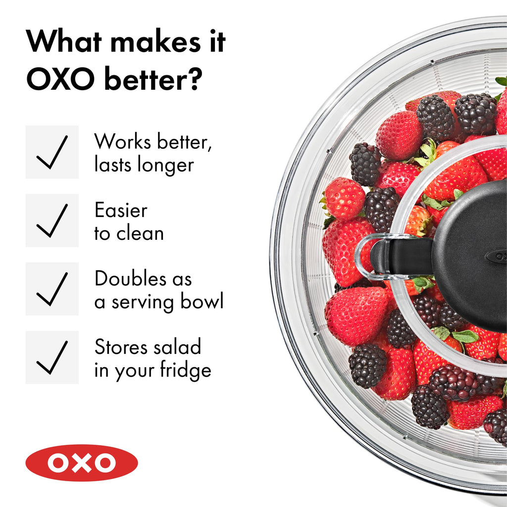 OXO Good Grips 6.22 Qt Salad Spinner, Vegetable Washer with Bowl & Strainer