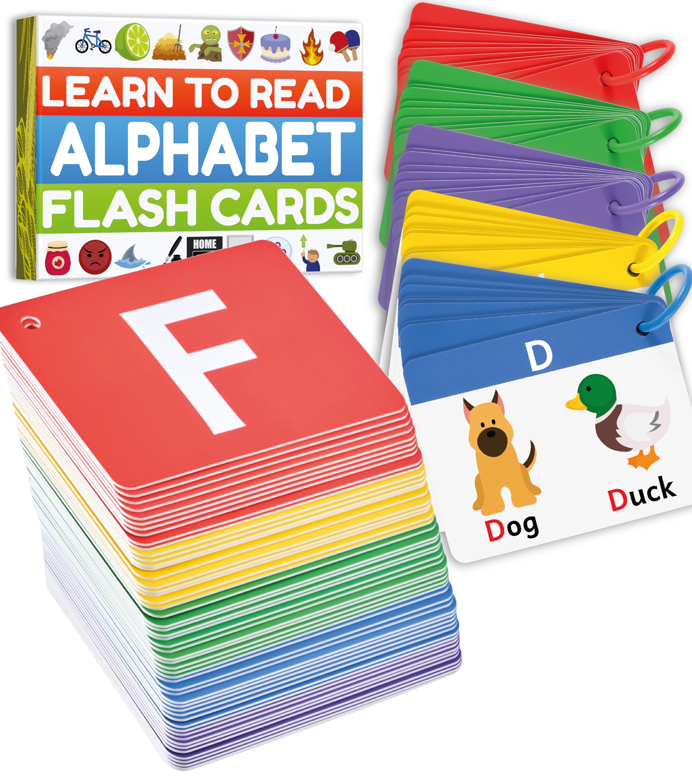THE BAMBINO TREE Alphabet Flash Cards - Thick ABC Flash Cards for Kids Ages 3-6 - Lowercase & Uppercase Letter Recognition Learning Game