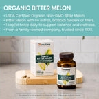 Himalaya Organic Bitter Melon - Herbal Glucose Metabolism Support - USDA Organic, Non-GMO, Vegan, Gluten Free, Additive Free, 660 mg, 60 Caplets