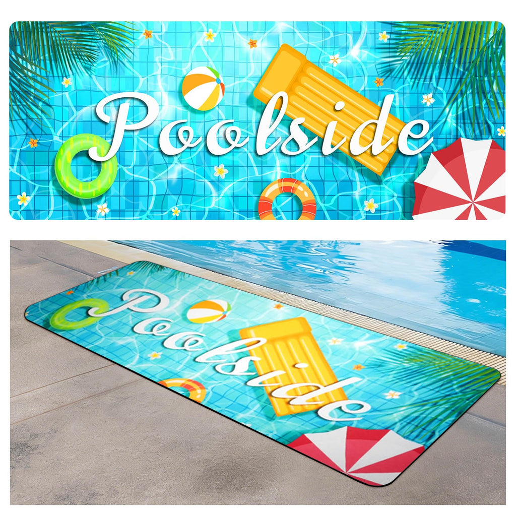 Poolside Rubber Drainage Mat, 17.3" x 47.2" Non-Slip Heat Resistant Outdoormat, Durable Quick Drain Pool Deck Mat for Patio, Bathroom, Garden, Indoor & Outdoor Use