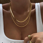 Tewiky Layered Necklaces for Women 14k Gold Plated Chain Necklace Set