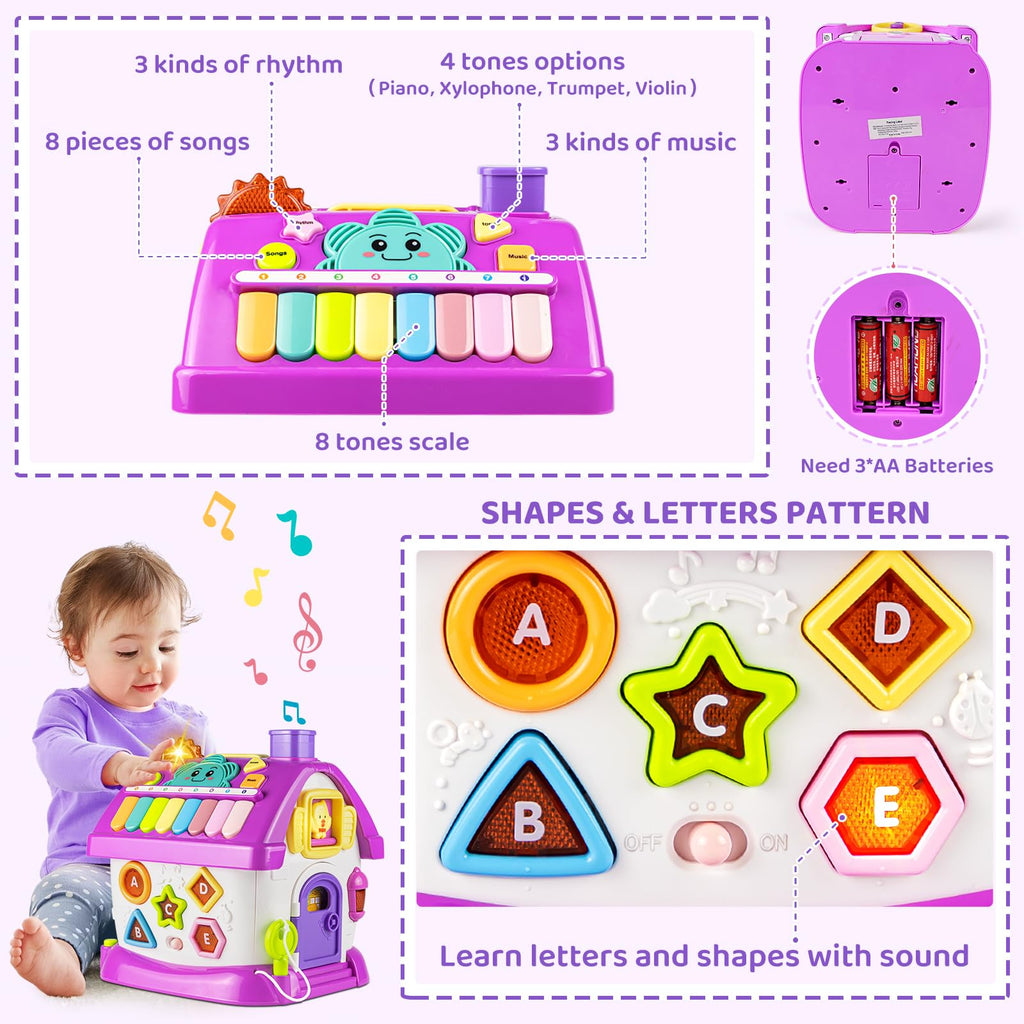 Toddler Toys for 1 Year Old Girl Gifts: 8 in 1 Multi-Functional Learning Baby Musical House for 1 2 3 Yr Old Girl and Boy Birthday Gifts, Educational Baby Toys 6-12, 12-18 Months
