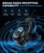 ZOHAN AM/FM Radio Headphone with Digital Display,Ear Protection Noise Reduction Earmuffs,Comfortable Hearing Protector(Black, Radio)