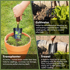 RESTMO Gardening Tools Set, 3-in-1, Carbon Steel, Wooden Handle, Brown