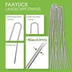 FAAYUCK 12 Inch Landscape Staples, 12/25/50/100 Pack Galvanized Garden Stakes, Heavy Duty 8 Gauge U-Shaped Ground Stakes for Weed Barrier Fabric, Irrigation Tubing, Fence, Outdoor Decorations