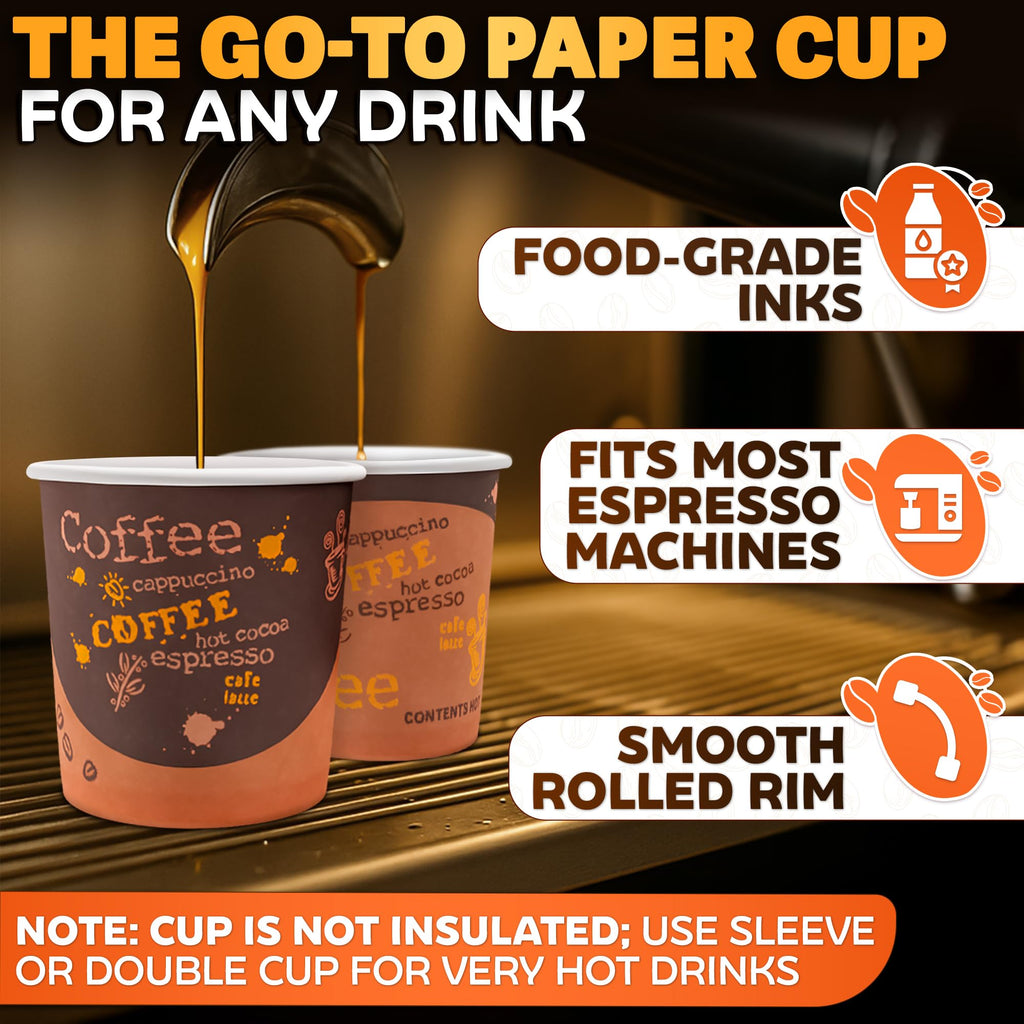 Reluen 200 Pack 3 Oz Disposable Espresso Cups, Paper Cups for Hot Drinks