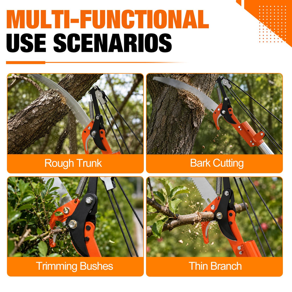 LAANPOLE 26FT Reach Tree Trimmer, Manual Pole Saw with 5-20FT Extension Pole, Tree Pruner Extendable for High Tree Branch Trimming Pruning Cutting