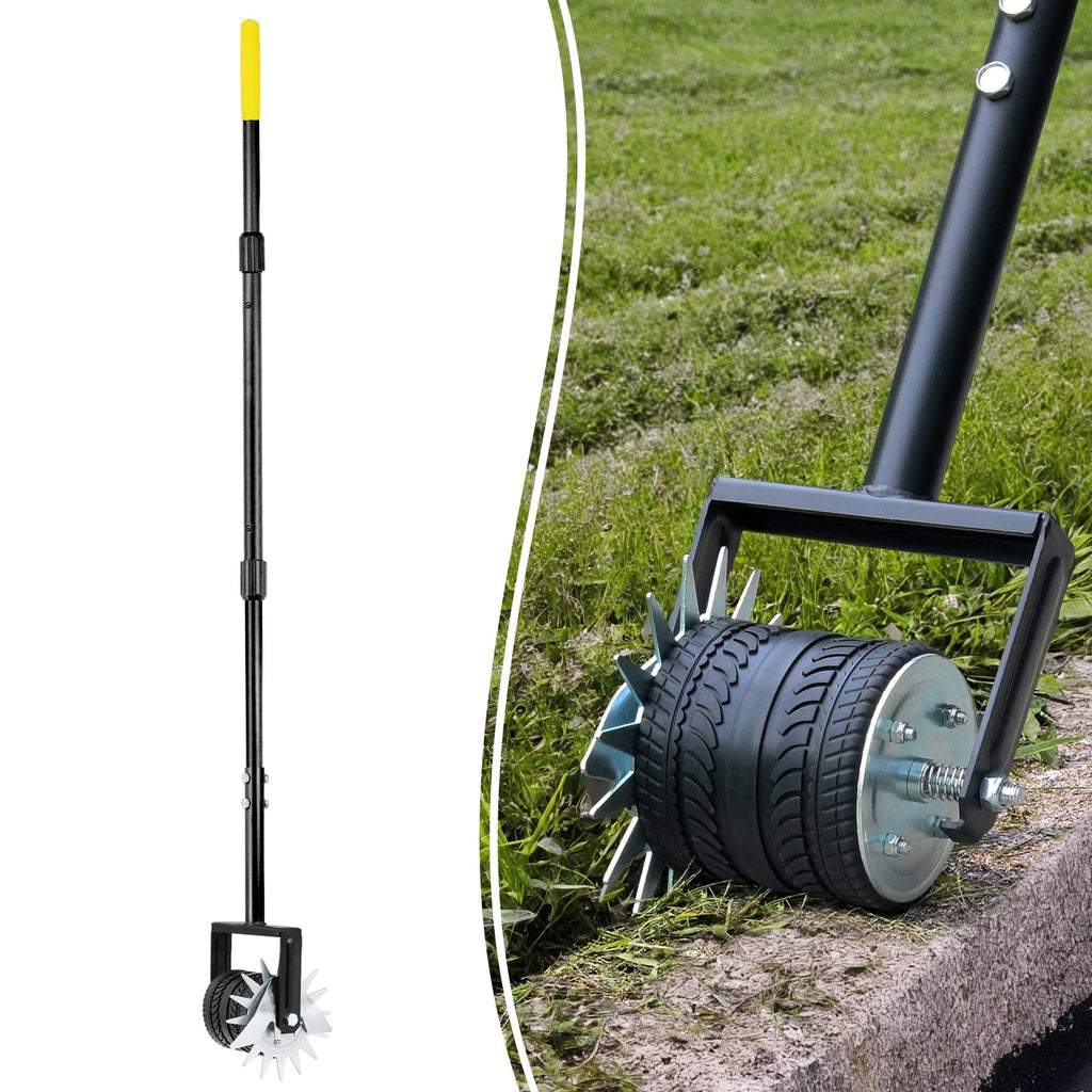 Colwelt Wheel Rotary Edger Lawn Tool 59’’, Manual Lawn Edger with Extra-Wide Rubber Wheel, Lawn Edgers Manual with Reinforced Bracket, Grass Edger Edging Tool for Landscaping, Sidewalk, Driveway, Yard