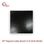 Cakebon Cake Boards Square - Sturdy 1/2 Inch Thick Drums - 10 Inch Professionally Wrapped Edges Black 6-Pack