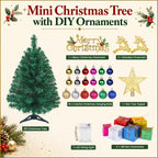 Small Mini Christmas Tree with Lights, 2 Ft Little Table Top Christmas Tree