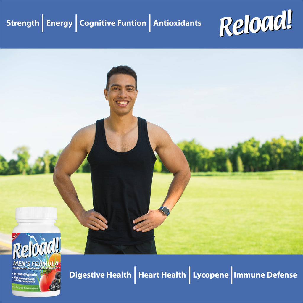 Reload! for Men, All Natural, Multivitamin, Multimineral, and Antioxidant, with 24 Fruits and Vegetables! 1 Month Supply.