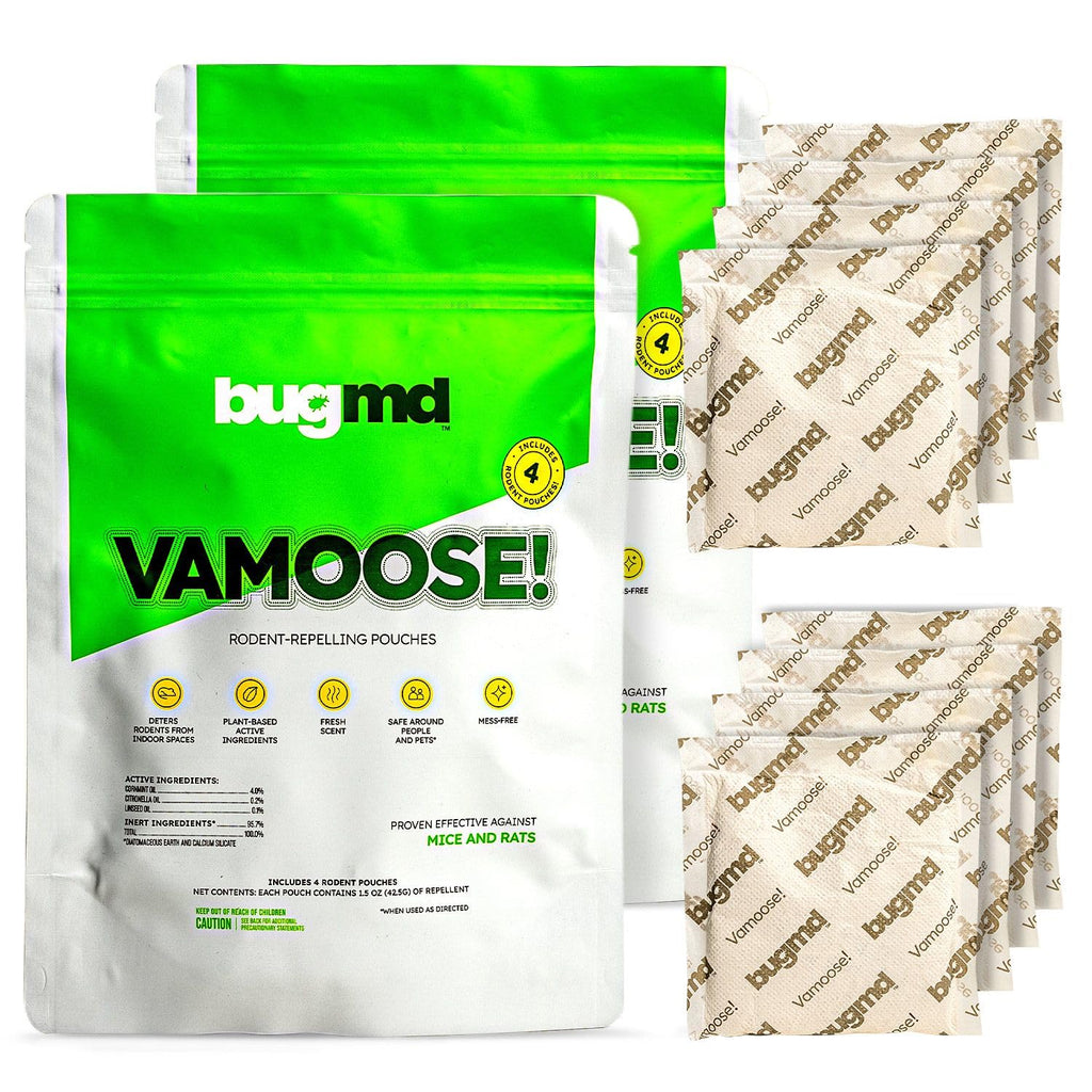 BugMD Vamoose! Rodent Repellent Pouches (2 Pack, 8 Pouches) Plant-Powered Rat Repellent, Mouse Deterrent, Indoor & Outdoor Mice Repellent, Best Mouse Repellent, Natural Rat & Mouse Repellent