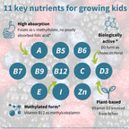 Igennus Methylated Kids Multivitamin Gummies, MTHFR, No Artificial Sweeteners or Flavors, Sugar Free, Age 4+, 90 Natural Berry Flavor Gummies from Fruit Powder, Non-GMO, Halal, Clean Label