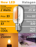 LED Night Light Bulbs E12 Salt lamp Bulb 2w 200lm, 15W-20W Equivalent, 2200k Warm Amber Sleep Light Bulb,T22 E12 Candelabra Base for String Light Decorative Bulb Chandeliers Bedside Bulbs (4Pack)
