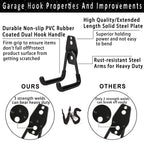 KOFANI Steel Garage Storage Hooks - 16 Pack Anti-Slip Coating, Heavy Duty Wall Mount Hooks for Hanging Bike, Ladder, Garden Tools